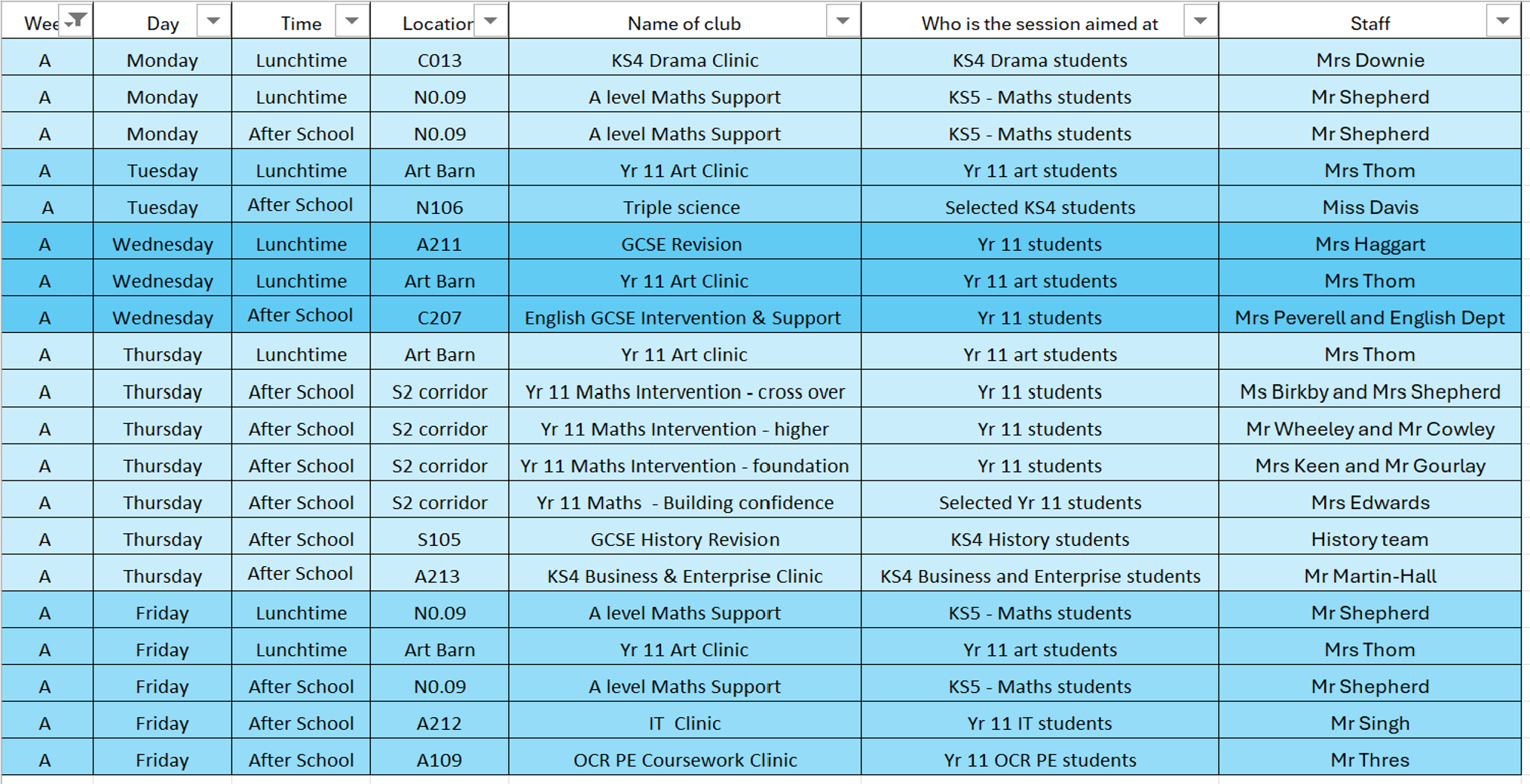 Secondary Super Curriculum – Nov to Dec (Week A)