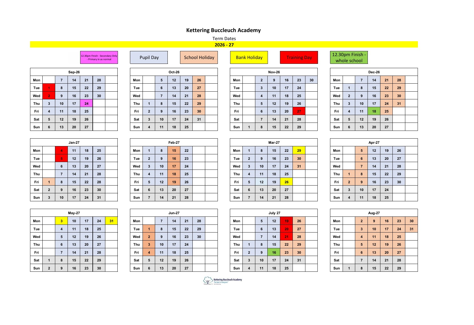 Term Dates 2026-27